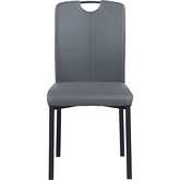 Kendra Handle Back Dining Chair in Gray Leatherette (Set of 4)